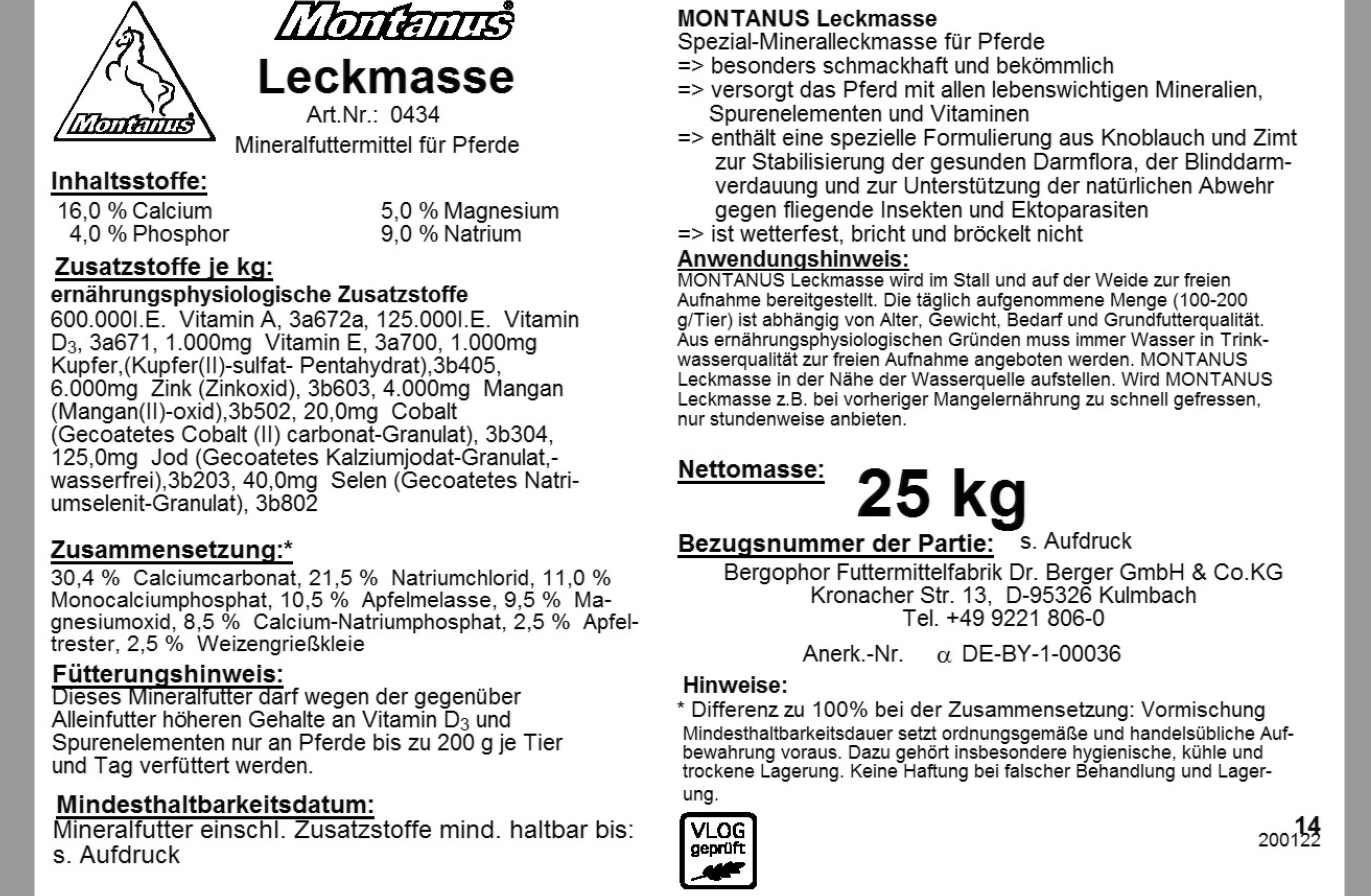 Montanus Leckmasse, 25kg