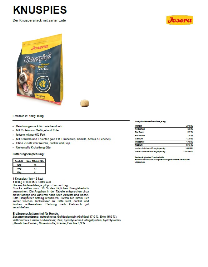 Josera Knuspies, 900g