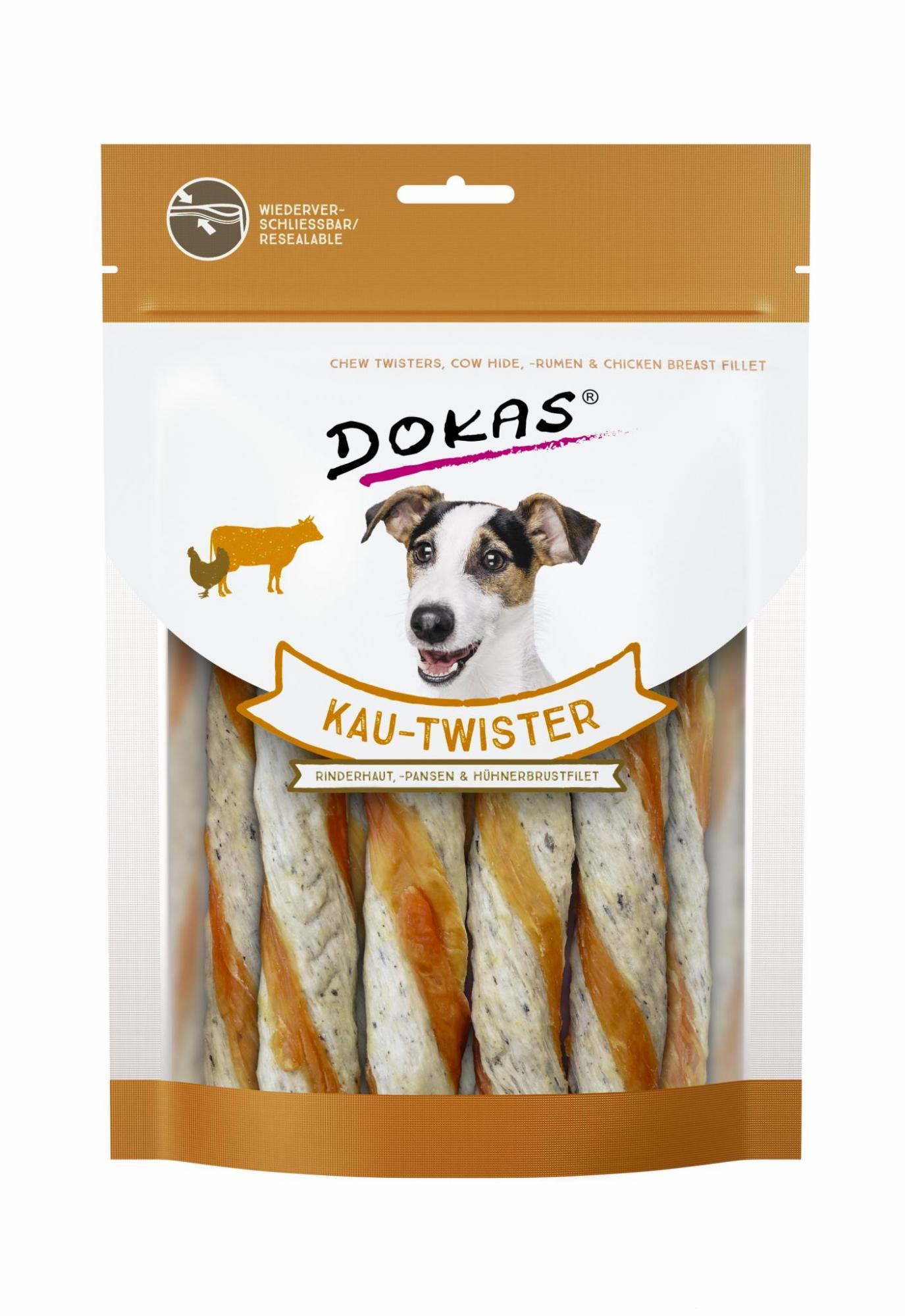 Dokas Kau-Twister mit Rinderhaut, Pansen & Hühnerbrustfilet 200g