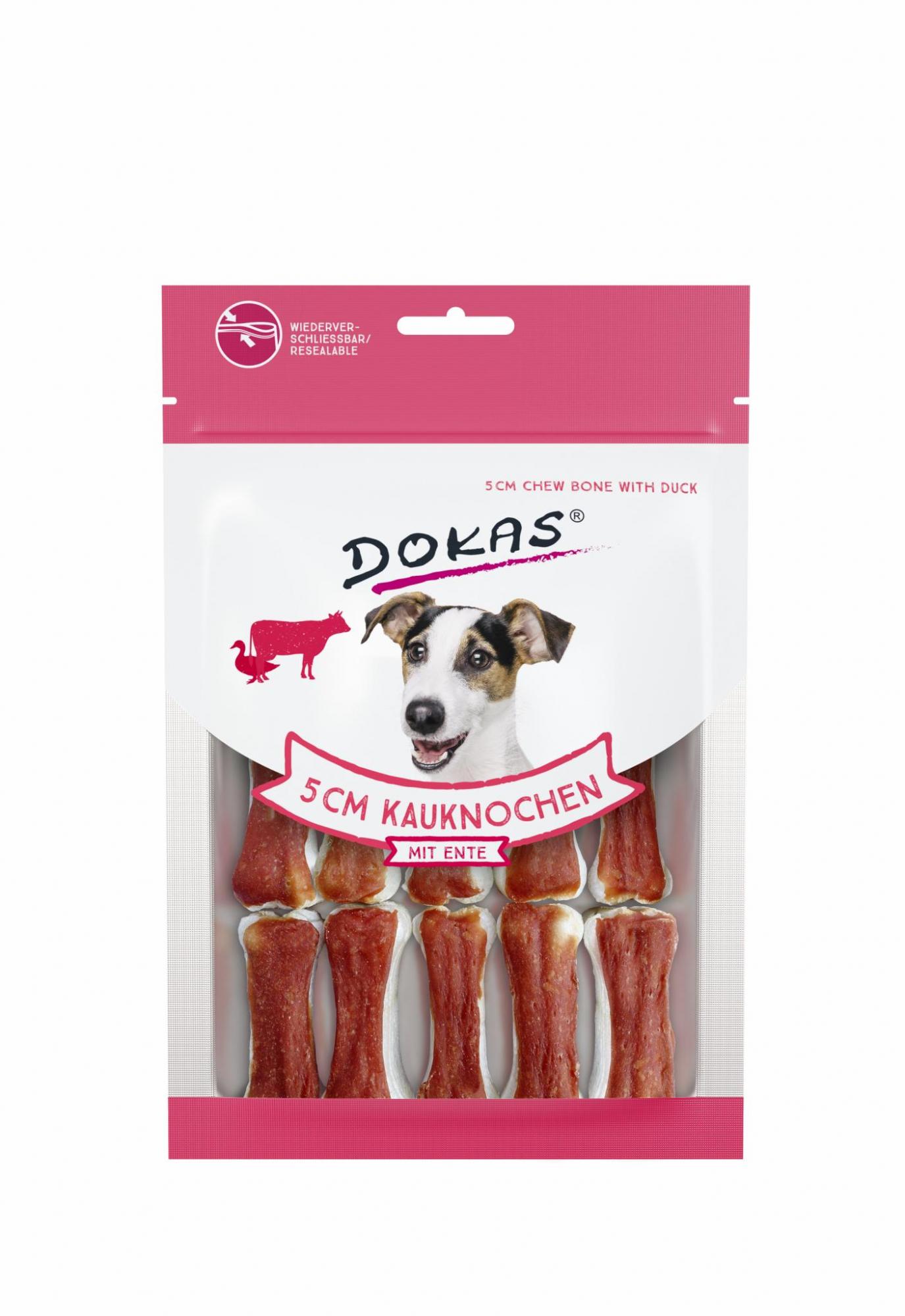 Dokas 5cm Kauknochen mit Entenbrust, 120g