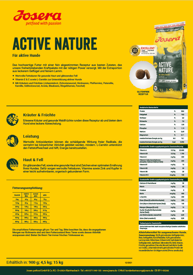 Josera Active Nature, 12,5kg