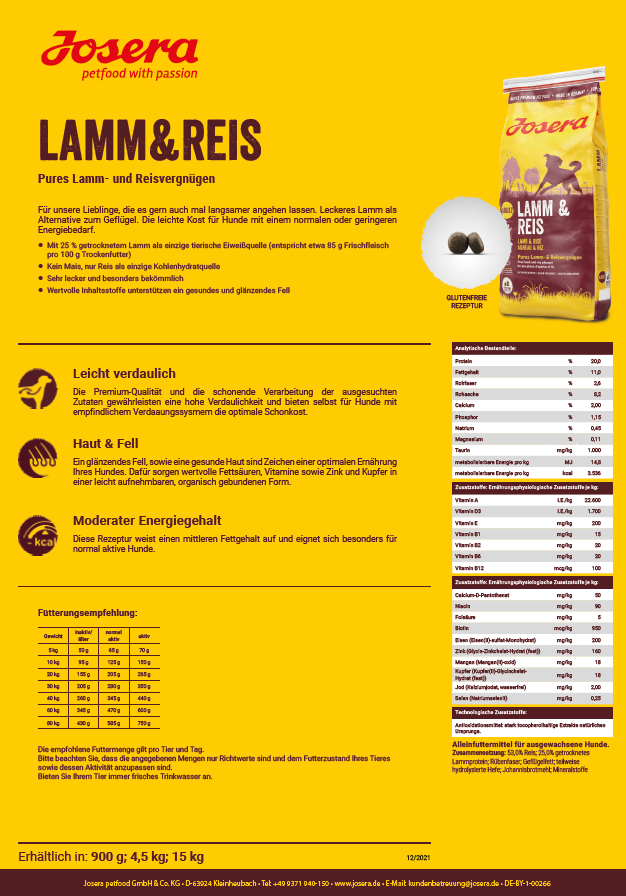 Josera Lamm & Reis, 12,5kg
